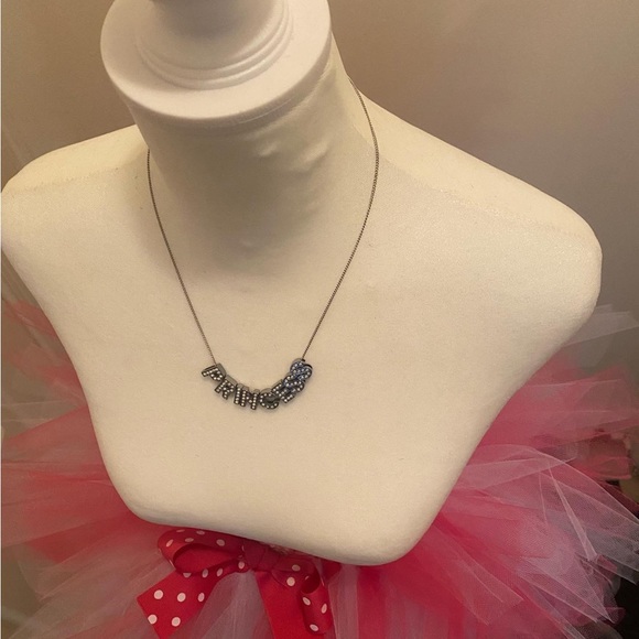 Girls Pink Tutu, Minnie Mouse Tutu, Princess Tutu, Rhinestone Necklace, Bow - Picture 2 of 4